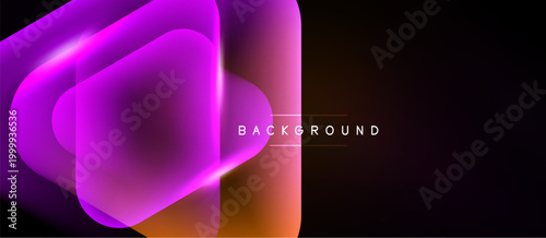 Abstract geometric shapes, vibrant gradients, dark background. Modern design, glowing effect, visual texture. Minimalist composition.