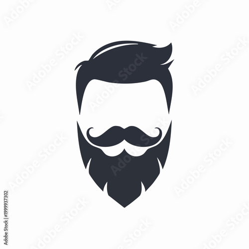Stylized Icon of a Man's Beard and Mustache