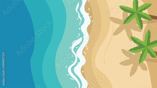 Aerial Coast Bali Beach Flat Design Illustration