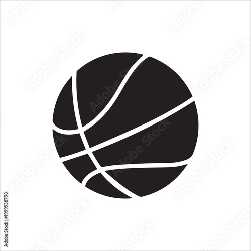 Basketball Ball (filled style) on white background or silhouette vector 