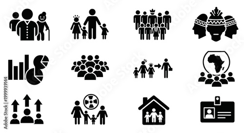 Family and Group Vector Icon Collection Shows Society Community Concept