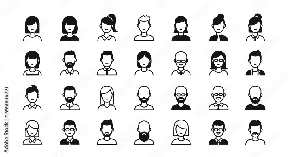 Obraz premium People Avatar Icon Set User Interface Vector Characters Collection