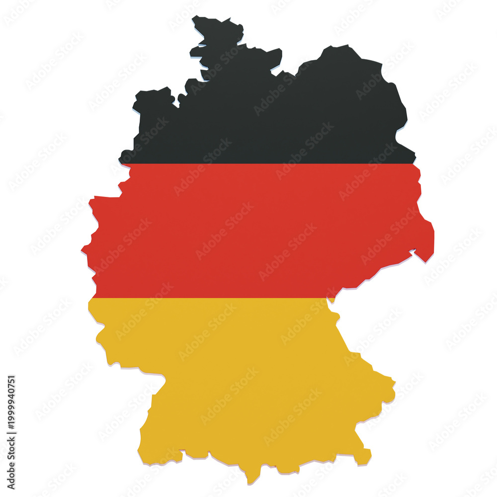 Fototapeta premium PNG Germany Map with National Flag Illustration Isolated on a Transparent Background