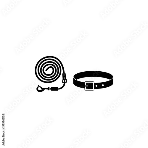 A black leather belt fashion accessory coiled into a spiral like a metal tape measure or mosquito repellent coil, featuring a buckle design isolated on white as a target object icon