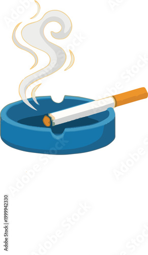 Cigarette in Ashtray Icon Smoking Illustration Flat Vector Design