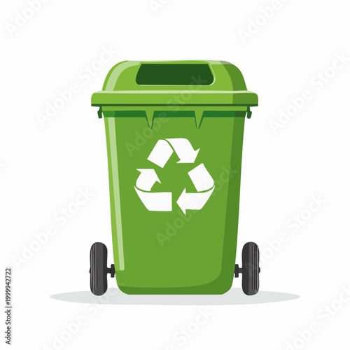 Green recycling bin with recycle symbol