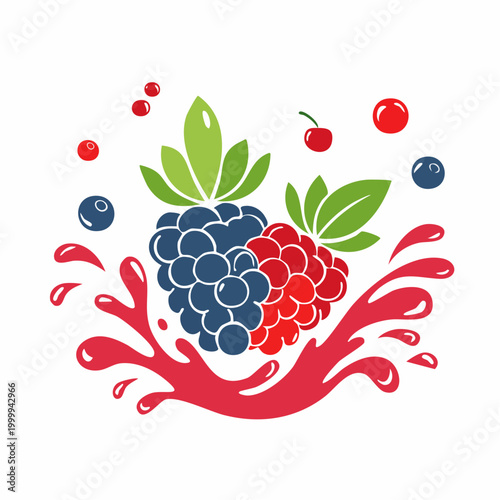 Assortment of Berries with Juice Splash