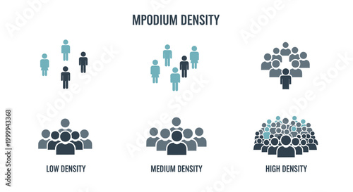 Crowd Density Comparison: Low, Medium, High - People Icons