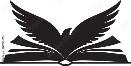Symbolic depiction of knowledge and freedom with an open book and wings