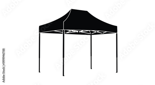 Pop up tent silhouette black and white isolated design