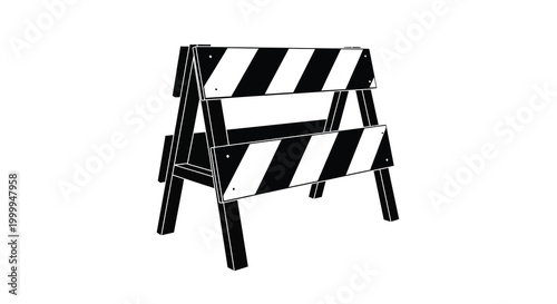 Barricade silhouette with diagonal stripes on white background