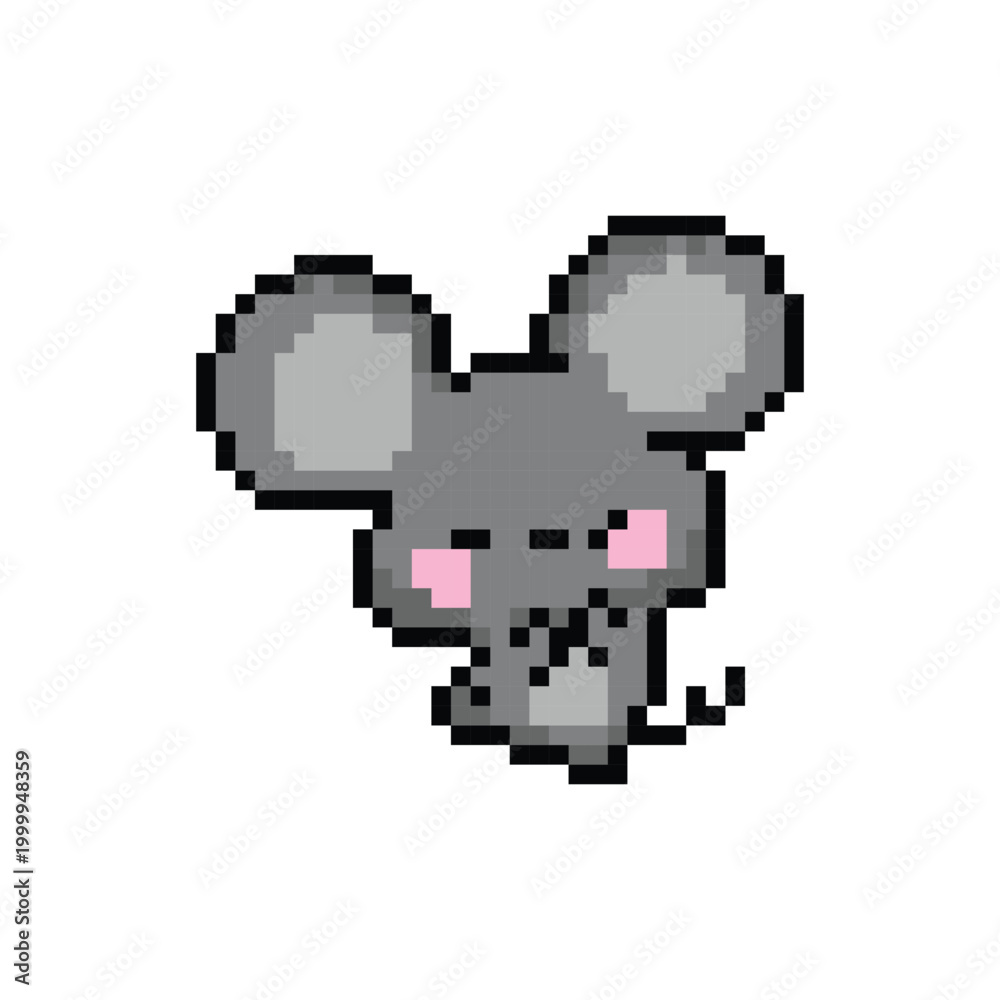 Fototapeta premium Cute illustration pixel art character mouse design vector