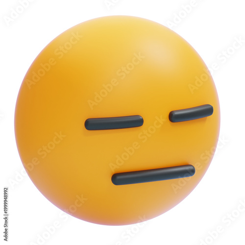 Obraz na płótnie PNG 3D Expressionless Emoji Face with Neutral Mood Icon Isolated on a Transparen
