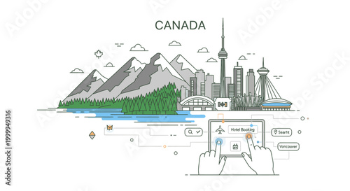 Illustration of students and teacher using educational technology in a classroom setting with interactive displays and laptops on desks.