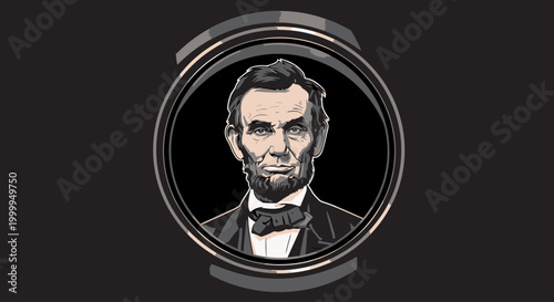 Abraham Lincoln Portrait Illustration Closeup.