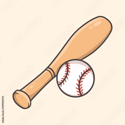 Baseball Bat and Ball Illustration for icon, sticker and other uses