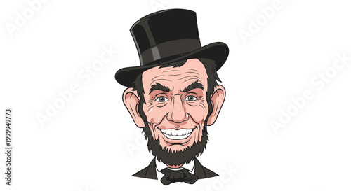 Cartoon Abraham Lincoln smiling face.