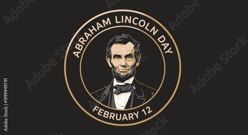 Abraham Lincoln Portrait in Circle Frame.