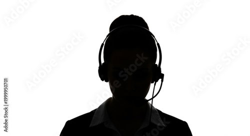 Cuadro en lienzo Silhouette of a Customer Service Representative with Headset.