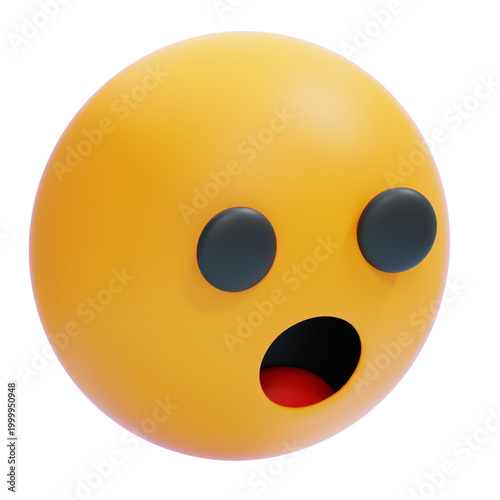 PNG 3D Surprised Emoji Face with Open Mouth Icon Isolated on a Transparent Background
