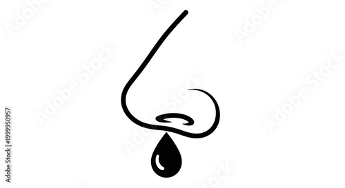 Nose Illustration Icon with Dripping Mucus Nasal Discharge for Health Concept