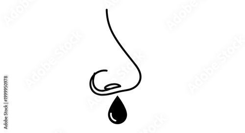 Nose Runny with Snot Illness Symptom Icon Illustration for Medical Use