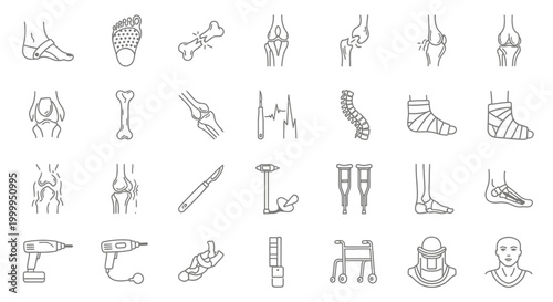 Orthopedic Line Art Illustrations for Medical and Healthcare Purposes
