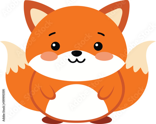 Fluffy orange fox illustration with bushy tail