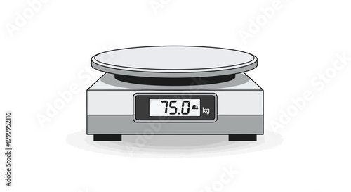 Digital Kitchen Scale Showing 75.0 kg Weight with Copy Space