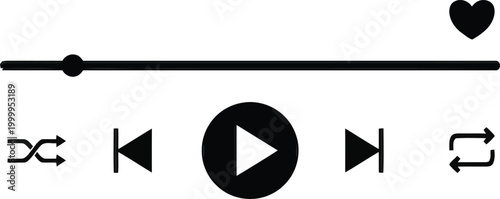 Music player control icons with progress bar