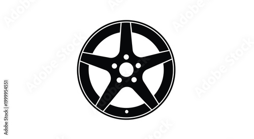 Wheel silhouette on white background automotive part design