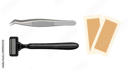 Waxing and shaving tools, epilator, razor, wax strips, grooming kit