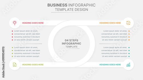 Modern 4 Steps Business Process Infographic Template with Circular Flow