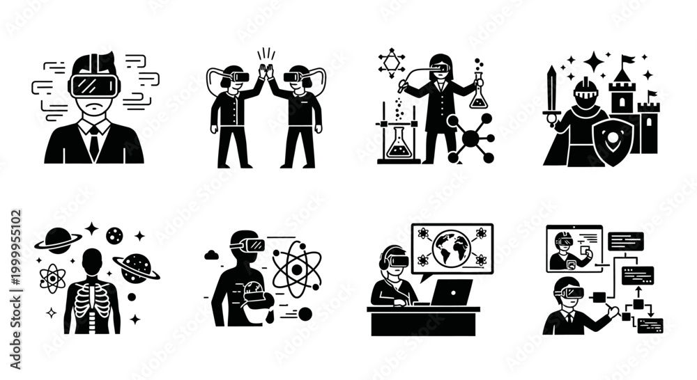 Obraz premium Virtual Reality Augmented Reality Metaverse Technologies Business Concept Icons