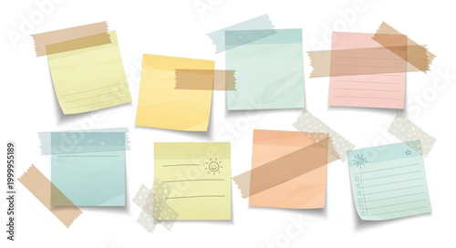 Colorful sticky notes on wall.