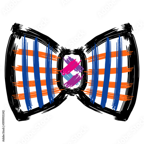 Colorful bow ties hand drawn with brush strokes