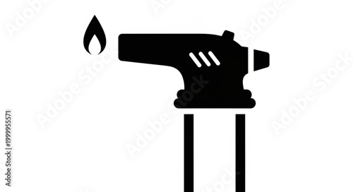 Silhouette of a Butane Torch with Flame for Culinary or Industrial Use.