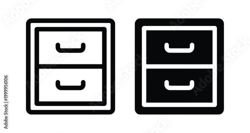 Black and white filing cabinet icons Vector