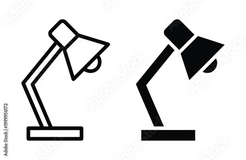 Two black and white desk lamps with adjustable arms Vector