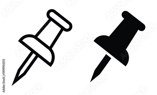 Two push pins on a white background Vector