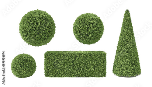 Decorative Greenery Set with Various Plant Shapes for Landscaping, Garden Design, and Environmental Projects