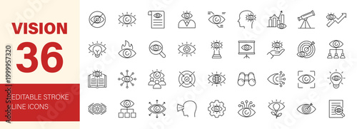 Obraz na plátně Vision icon set. Editable line icons. Vector illustration.