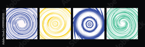 Vibrant swirling brush stroke patterns in blue, yellow, and green hues