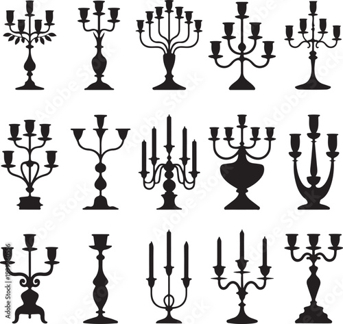 Vintage candelabra silhouette set elegant candle holder collection