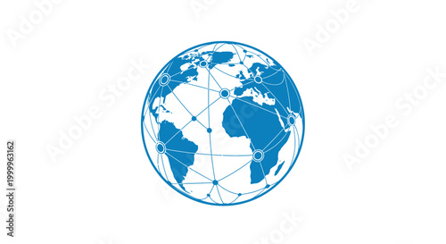 Global Network Connections Globe Illustration - Digital Technology Concept
