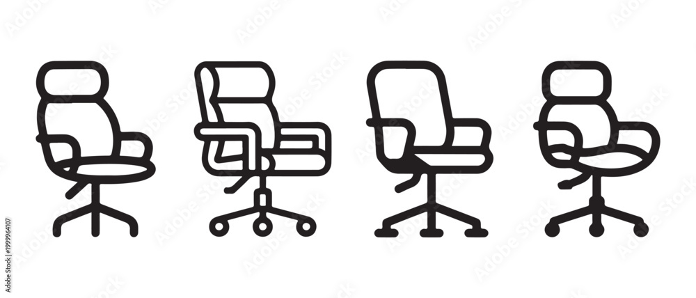 Fototapeta premium Office Chair Icons Set. for Ergonomic Workplace and Remote Work Design.