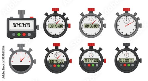 Collection of Stopwatch Icons Showing Different Time Intervals