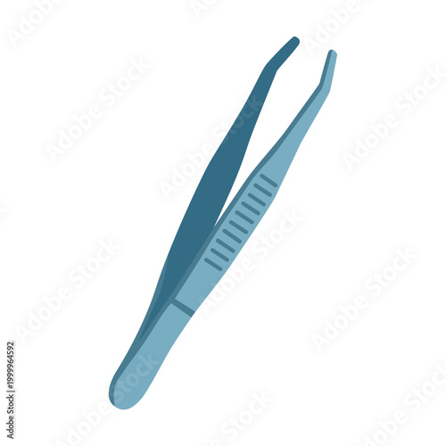 Flat Illustration of Metal Precision Tweezers Icon