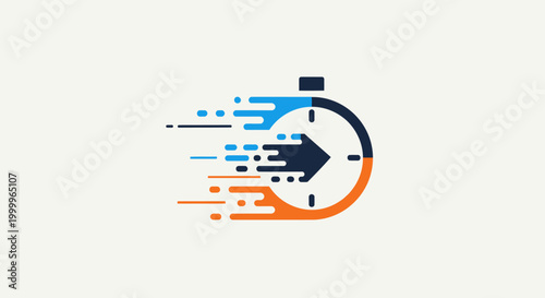 Fast Clock Icon with Motion Blur Effect, Speed and Time Concept