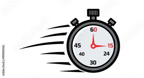 Fast Stopwatch Icon - Speed, Time, Countdown, Race, Deadline Concept